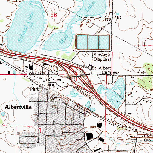 Topographic Map of Interchange 202, MN