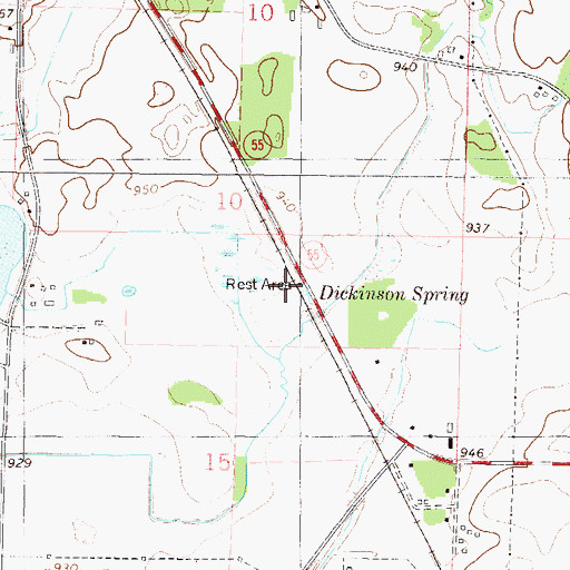 Topographic Map of Dickenson Spring Wayside Park, MN