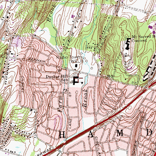 Topographic Map of Dunbar Hill School, CT