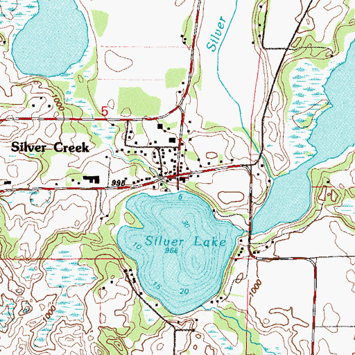 Topographic Map of Silver Creek Post Office, MN