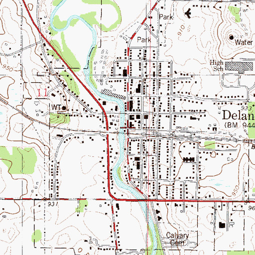 Topographic Map of Delano Post Office, MN
