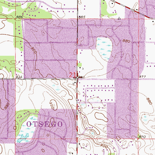 Topographic Map of Otsego Post Office (historical), MN