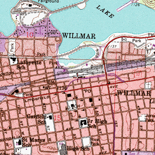 Topographic Map of Willmar, MN
