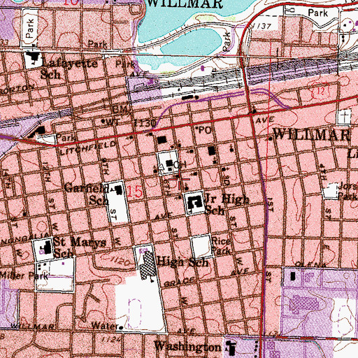 Topographic Map of Unitarian Church of Willmar, MN