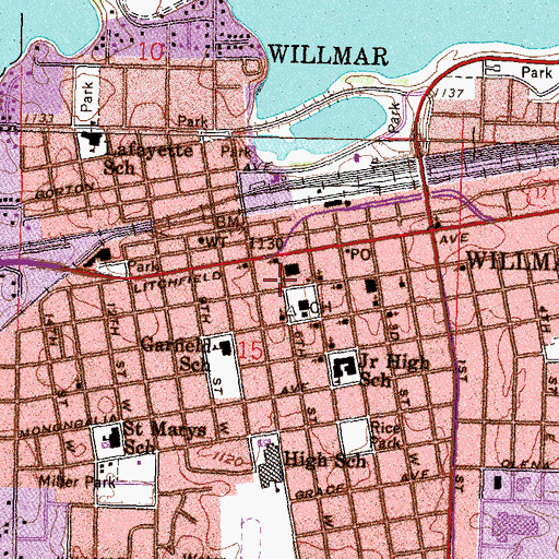 Topographic Map of First Presbyterian Church, MN