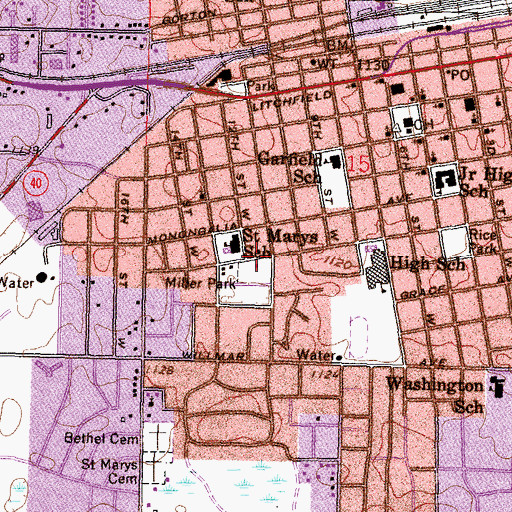 Topographic Map of Saint Mary's Catholic Church, MN