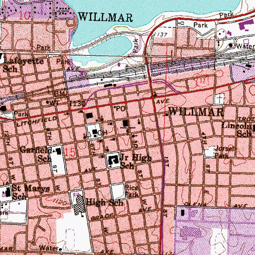 Topographic Map of Rice Memorial Hospital, MN