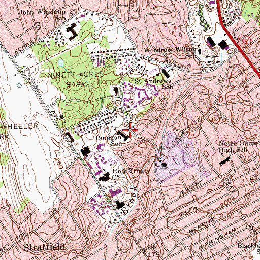 Topographic Map of Dunigan School, CT