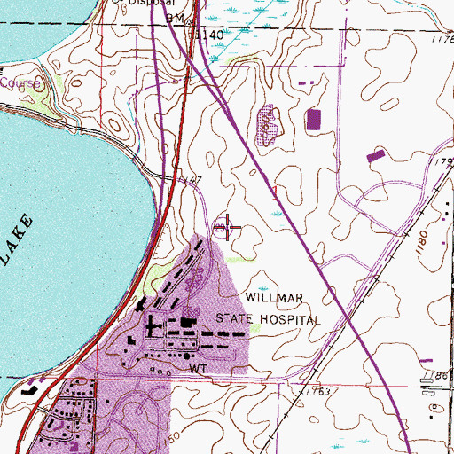 Topographic Map of Willmar Police Department, MN