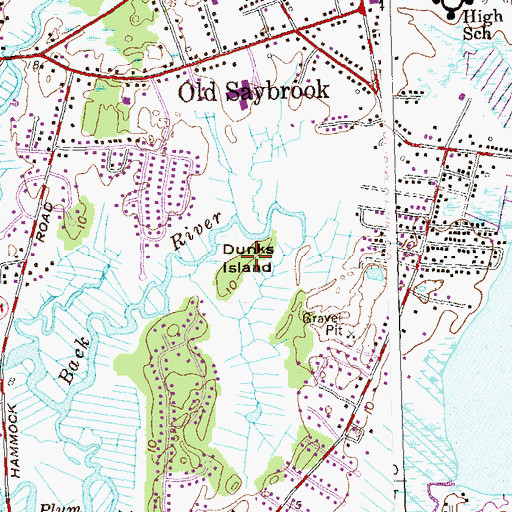Topographic Map of Dunks Island, CT