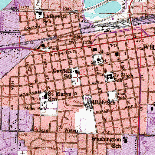 Topographic Map of Garfield Park, MN