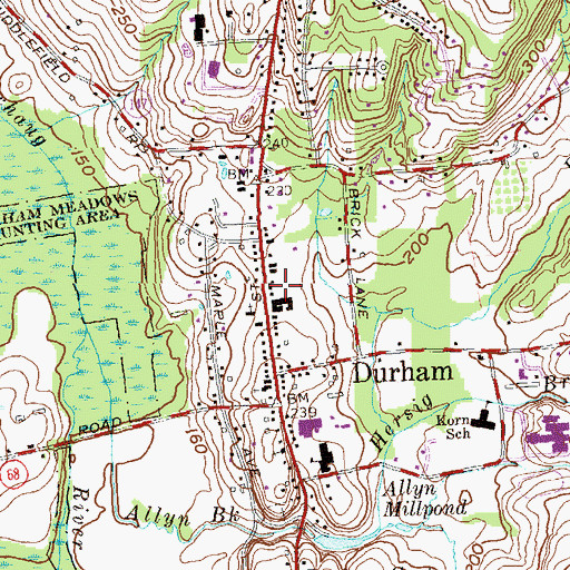 Topographic Map of Durham, CT