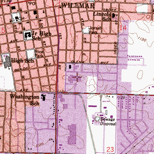 Topographic Map of Willmar Junior High School, MN
