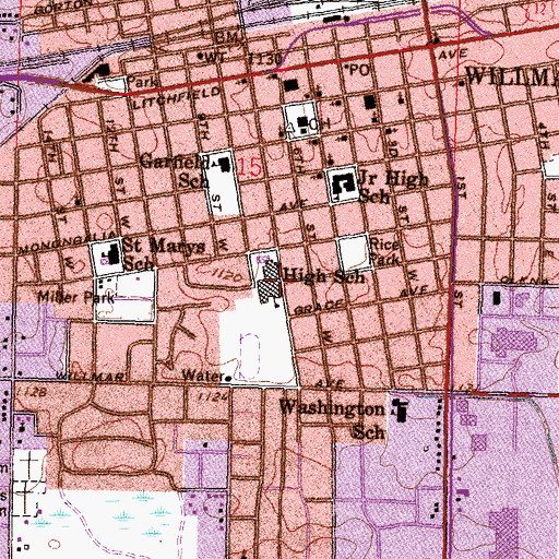 Topographic Map of Kennedy Elementary School, MN