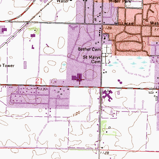 Topographic Map of Roosevelt Elementary School, MN