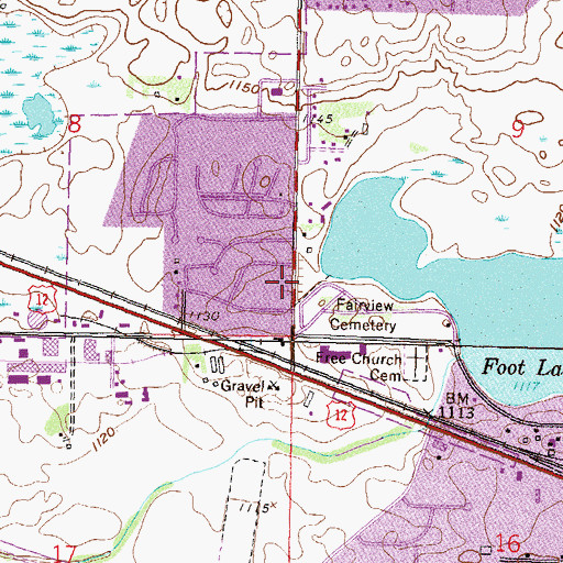 Topographic Map of Vos Park, MN