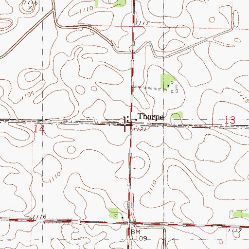 Topographic Map of Thorpe Post Office (historical), MN