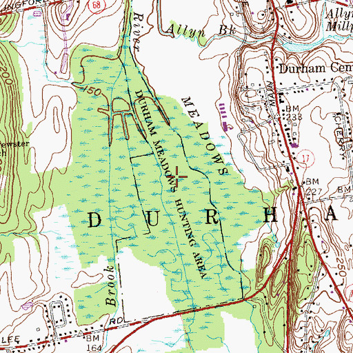 Topographic Map of Durham Meadows Hunting Area, CT