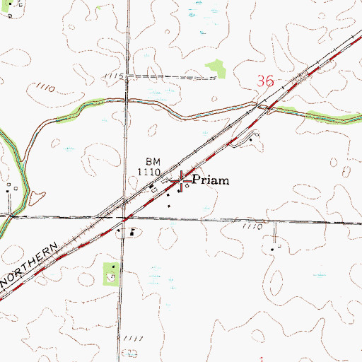 Topographic Map of Priam, MN