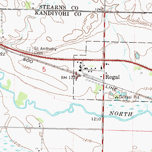 Topographic Map of Regal (historical), MN