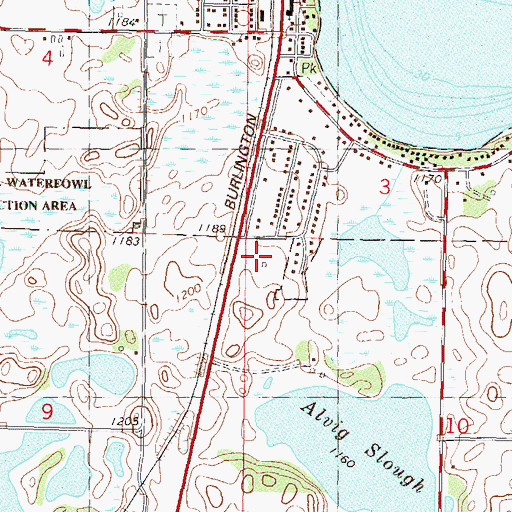 Topographic Map of Green Lake Mall, MN