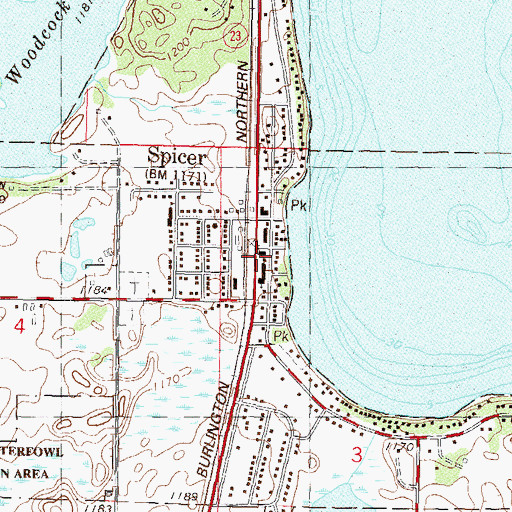 Topographic Map of Spicer (historical), MN