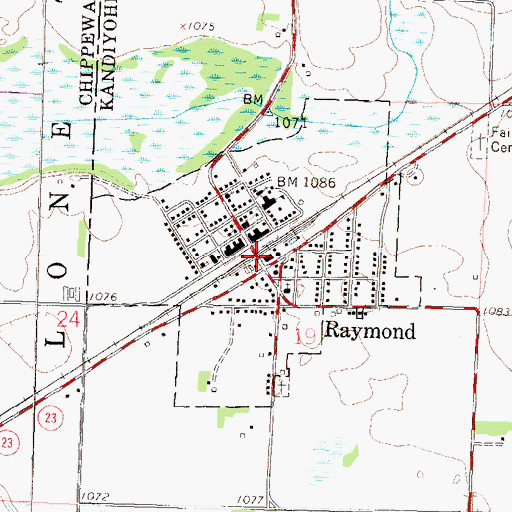 Topographic Map of Raymond, MN