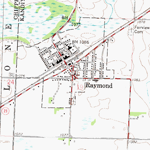 Topographic Map of Raymond Christian Reformed Church, MN