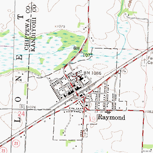 Topographic Map of Saint Johns Lutheran Church, MN