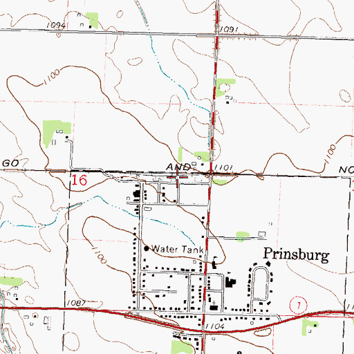 Topographic Map of Prinsburg (historical), MN