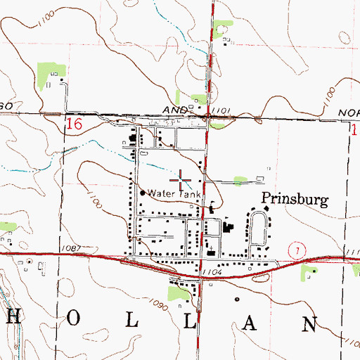 Topographic Map of Prinsburg City Hall, MN