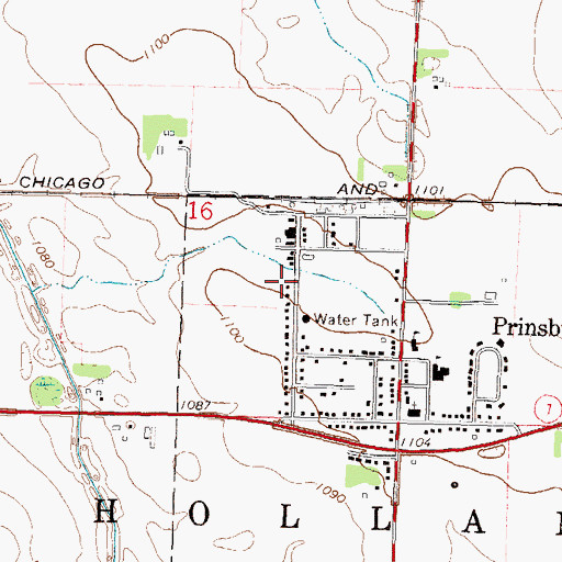 Topographic Map of Prinsburg Fire Department, MN