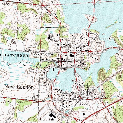 Topographic Map of New London Post Office, MN