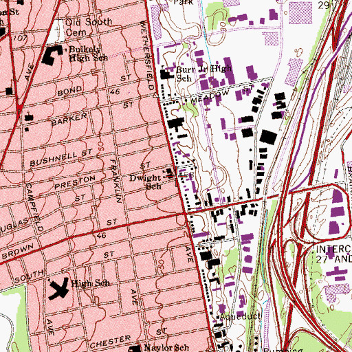 Topographic Map of Dwight School, CT