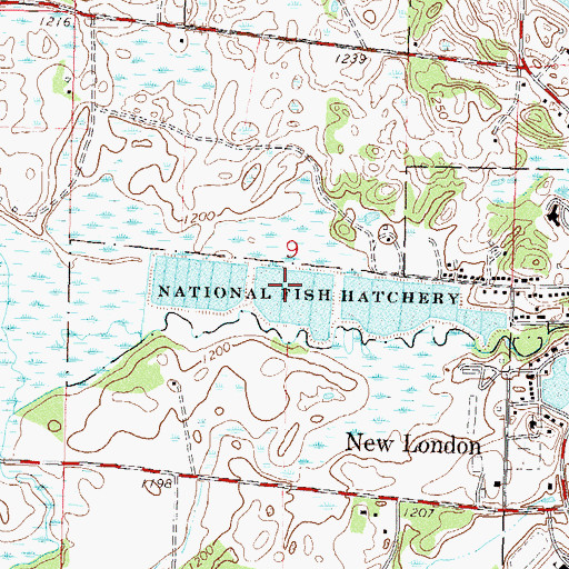 Topographic Map of New London National Fish Hatchery, MN