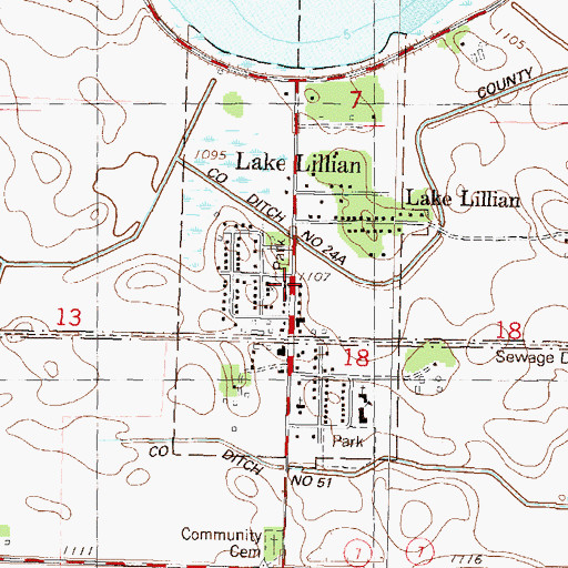 Topographic Map of Lake Lillian Library, MN