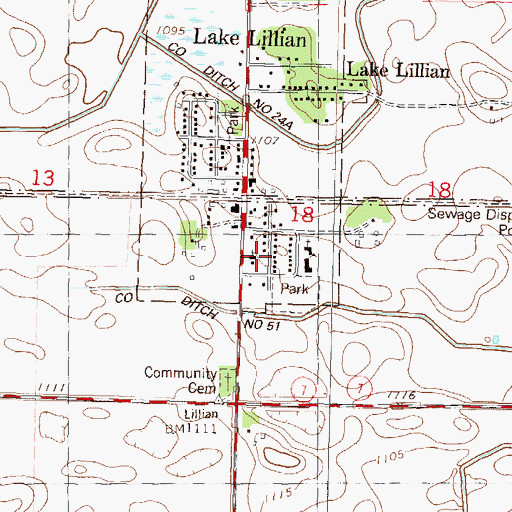 Topographic Map of First Lutheran Church, MN