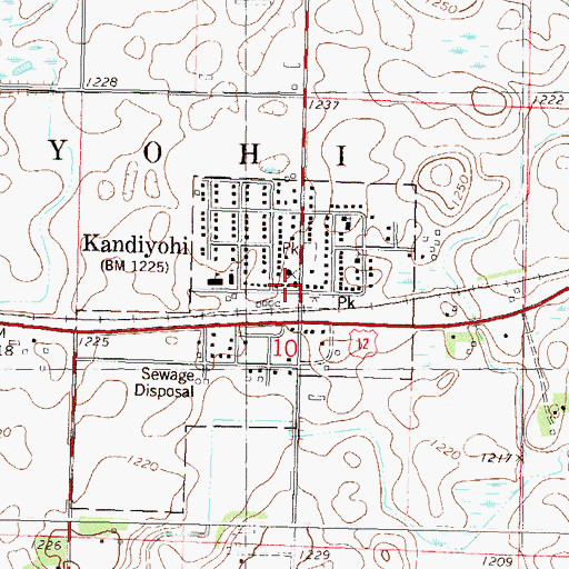 Topographic Map of Kandiyohi Fire Department, MN