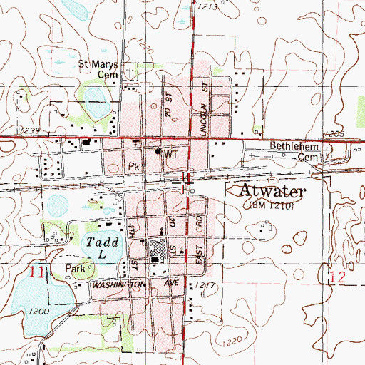 Topographic Map of Atwater, MN