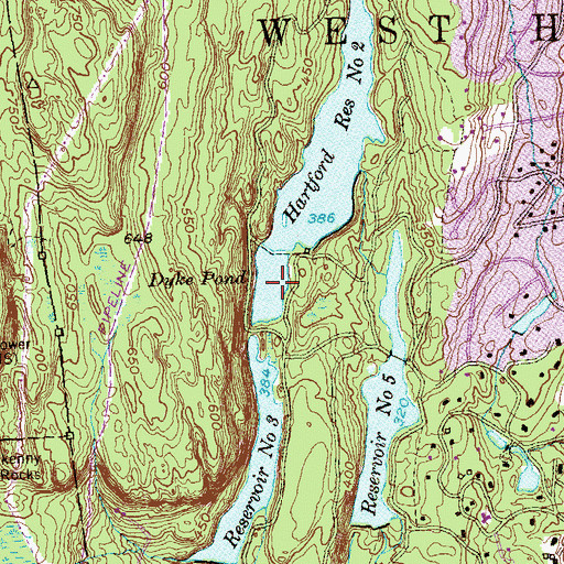 Topographic Map of Dyke Pond, CT