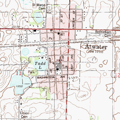 Topographic Map of United Methodist Church, MN