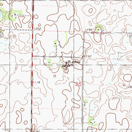 Topographic Map of Saint John Lutheran Church, MN