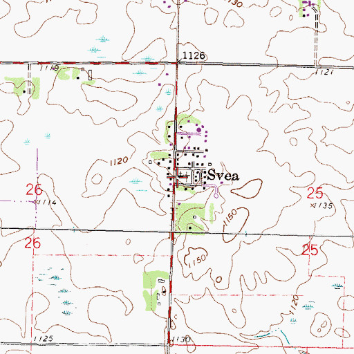 Topographic Map of Svea Cemetery, MN