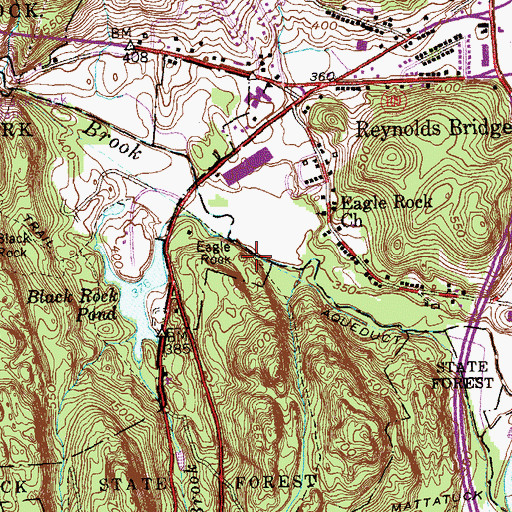 Topographic Map of Eagle Rock, CT