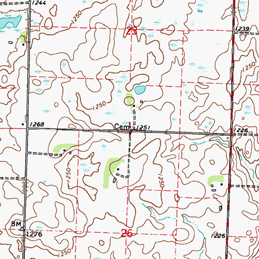 Topographic Map of Church of God Cemetery, MN