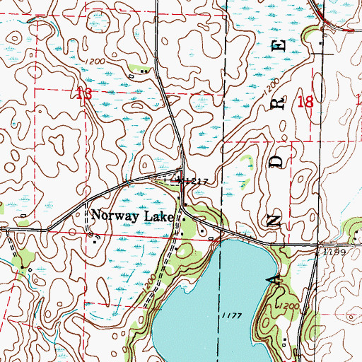 Topographic Map of East Norway Lake Lutheran Church, MN