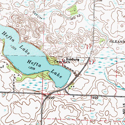 Topographic Map of Sunburg Free Lutheran Church Cemetery, MN