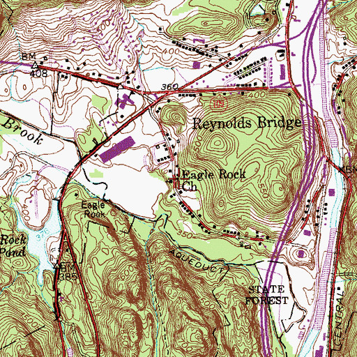 Topographic Map of Eagle Rock Church, CT