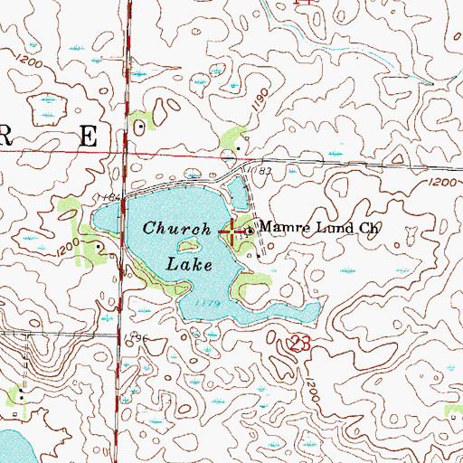 Topographic Map of Mamrelund Lutheran Cemetery, MN