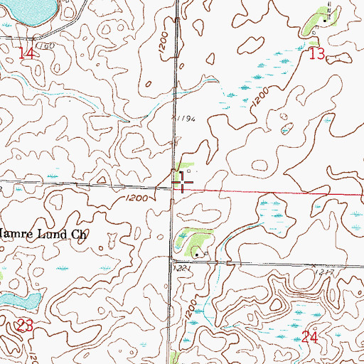 Topographic Map of Salem Cemetery, MN
